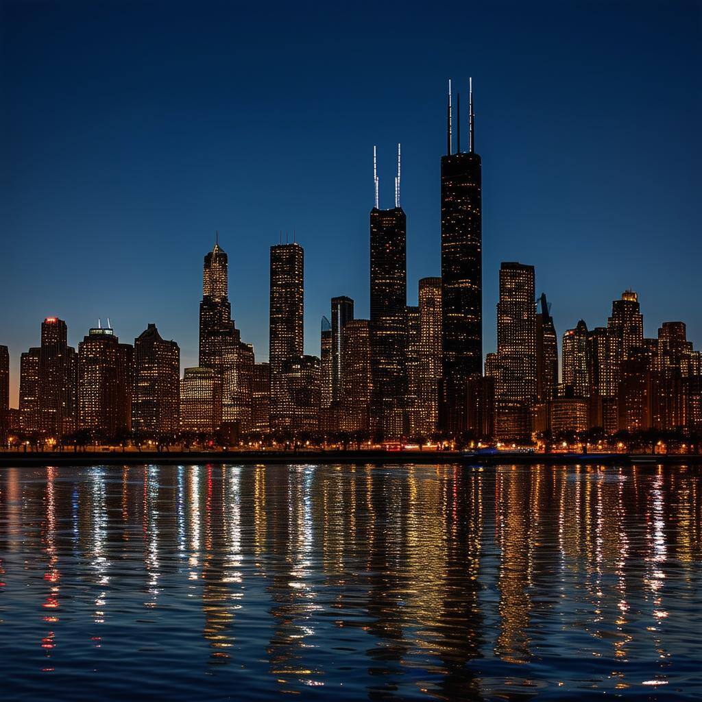 chicago skyline at night-1