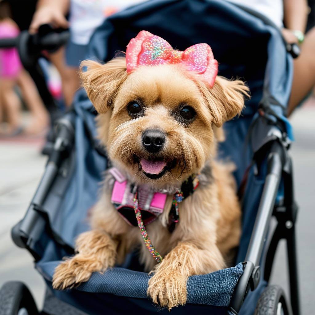 new orleans pet parade dog in stroller-1